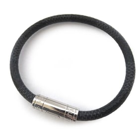 LOUIS VUITTON Louis Vuitton Keep It Damier Graphite Bracelet Black x Silver Hardware Men's