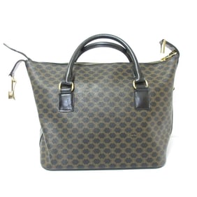 CELINE Vintage Macadam Handbag Black Brown Women's