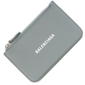 Balenciaga Coin Case 637130 Light Gray Leather Purse Card Fragment Mini Wallet Compact Women's