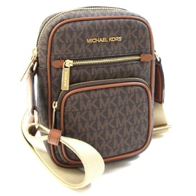 Michael Kors Shoulder Bag Jet Set 35T4GTTC6B Dark Brown PVC Leather Pochette MK Women's MICHAEL KORS