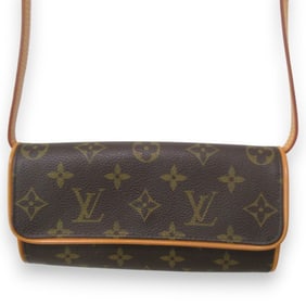 LOUIS VUITTON Louis Vuitton Pochette Twin PM Monogram Canvas Shoulder Bag Pouch M51854 Brown Women's