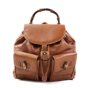 GUCCI Backpack Bamboo Leather Brown Gold Women's e60334g