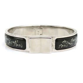 Hermes HERMES Bangle Bracelet Click Clack Metal Enamel Silver Black Women's e60349a
