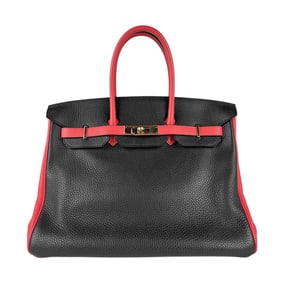 Hermes HERMES Handbag Personal Order Birkin 35 Taurillon Clemence Black Pink Light Gold Women's