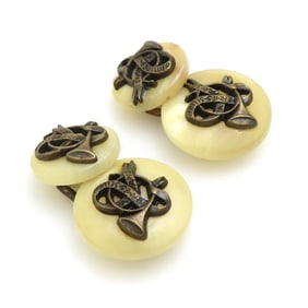 Hermes HERMES Cufflinks Shell Metal Beige Gold Men's w1156a