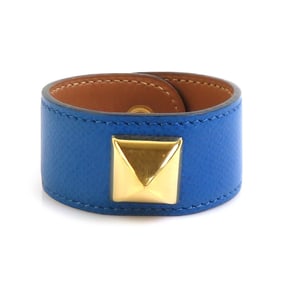 Hermes HERMES bracelet Medor leather metal blue gold ladies w1155a