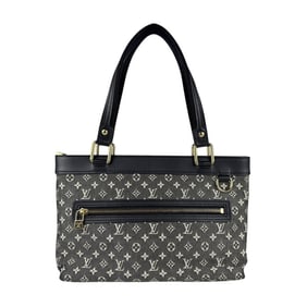 Louis Vuitton LOUIS VUITTON Shoulder Bag Monogram Mini Lucille PM Canvas Black Light Beige Gold