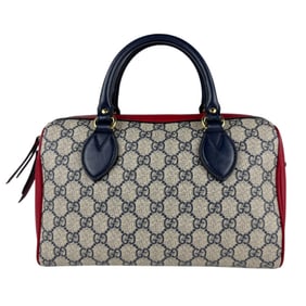 GUCCI Handbag Shoulder Bag GG Supreme Canvas Leather Navy Red Gold Women's 409529 z5072