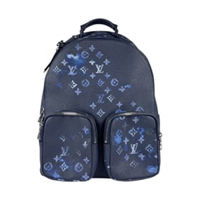 LOUIS VUITTON Backpack Watercolor Summer Collection Multi-Pocket Leather Navy Men's M57841 z5118