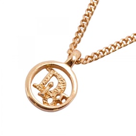 Christian Dior Necklace Circle GP Plated Gold Ladies