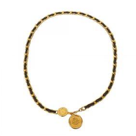 Chanel Belt Chain Gold Black Women's