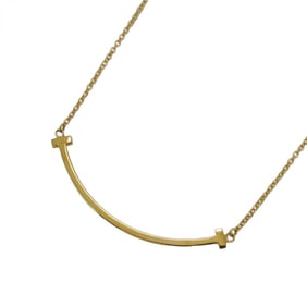 Tiffany Necklace T Smile Small 18KYG Yellow Gold Ladies