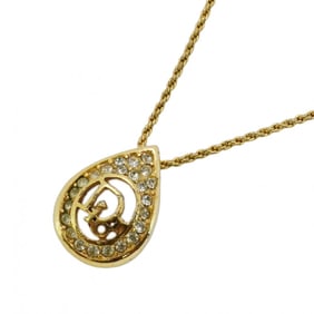 Christian Dior Necklace Drop Motif GP Plated Rhinestone Gold Ladies