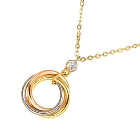 Cartier Trinity Diamond Necklace 43cm K18 YG WG PG 750 Three-color