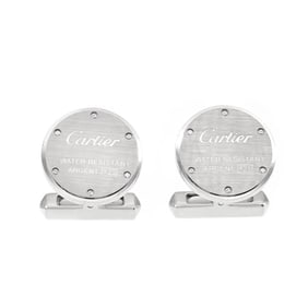 Cartier Water Resistant Decor Cufflinks SV Silver