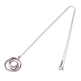 TIFFANY&Co. Tiffany 1837 Metal x Silver Interlocking Circle 3-Row Necklace 925SV Pink Gold Color