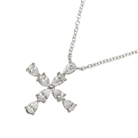 Harry Winston HARRY WINSTON Mini Cross Diamond Necklace 43cm Pt Platinum