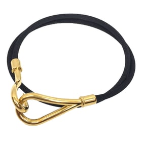 Hermes Jumbo Choker Double Bracelet Cotton Cord Long Men Women Unisex Black