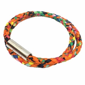 Hermes HERMES Goliath Cord Bracelet Code Double Strand Silk Orange Multicolor