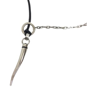 DOLCE & GABBANA Dolce Gabbana Leather Necklace x Metal Black Silver Men's