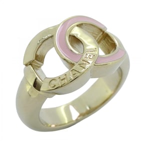 Chanel Ring Coco Mark GP Plated Champagne Gold Pink Size 12 Ladies