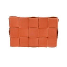 Bottega Veneta BOTTEGAVENETA Cassette Shoulder Bag, Maxi Intrecciato, Orange, 180624, Unisex,