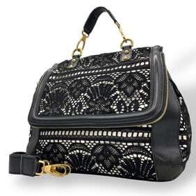 Dolce & Gabbana DOLCE&GABBANA Sicily Heritage 2WAY Handbag Shoulder Bag Rack Ivory Lace D&G Women's