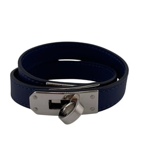 HERMES Hermes W Kelly Double Tour Bracelet Ankle Bangle Navy Men's