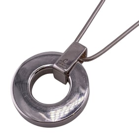 GUCCI Gucci Circle Pendant Long Necklace Chain Silver Unisex