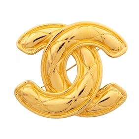 Chanel Brooch Coco Mark Matelasse GP Plated Gold Ladies