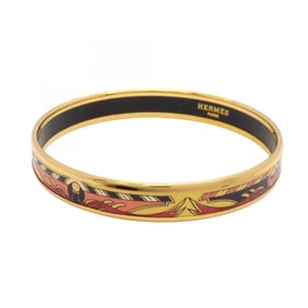 Hermes Bangle, Enamel PM, GP Plating, Cloisonne, Gold, Black, Multicolor, Women's