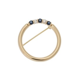 TIFFANY&Co. Tiffany Circle Motif Sapphire Diamond Gold Unisex 18K Yellow YG Brooch