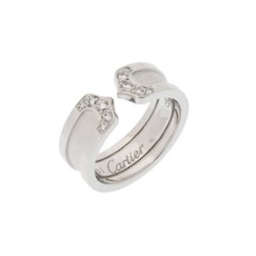 CARTIER 2C Ring Diamond #49 Size 8.5 Women's 18K White Gold WG