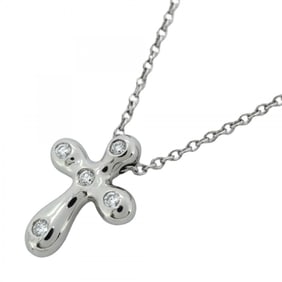 Tiffany Necklace Cross 5PD Pt950 Platinum Diamond Ladies