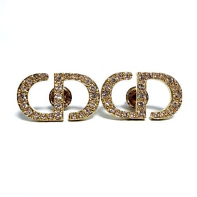 Christian Dior Dior Petit CD Stud Earrings with Pink Rhinestones
