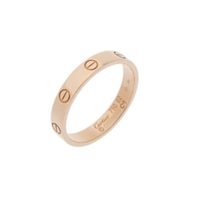 CARTIER Mini Love Ring #62 Size 21.5 Unisex 18K Pink Gold PG