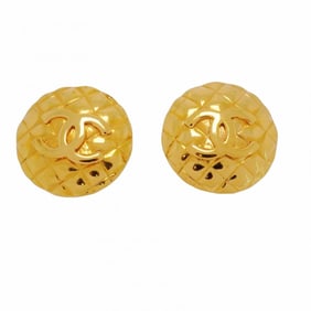 Chanel Earrings Coco Mark Matelasse Circle GP Plated Gold Ladies