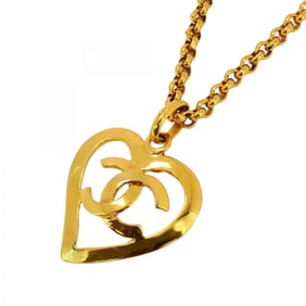 Chanel Necklace Coco Mark Heart Motif GP Plated Gold Ladies