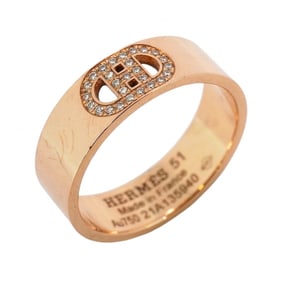 Hermes Ring H d'Ancre PM 18KPG Pink Gold Diamond #51 Ladies