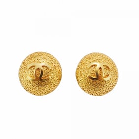 Chanel Earrings Coco Mark Circle GP Plated Gold Ladies