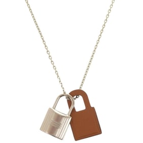 Unused Hermes O'Kelly PM Pendant Metal Leather Gold D Engraved () Necklace 1240HERMES