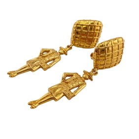 CHANEL Chanel Mademoiselle Earrings, Dangling, No Holes, Gold, Women's