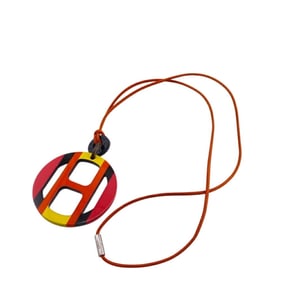 HERMES Hermes H Equipe Necklace High Chain Orange Women's