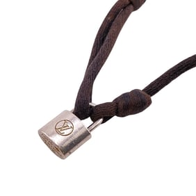 LOUIS VUITTON Louis Vuitton Silver Lockit Doudou Cord Bracelet High Ankle Bangle Arm Wrist Black