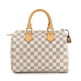Louis Vuitton Damier Azur Speedy 25 Handbag N41534 White Gold Hardware