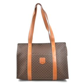 CELINE Shoulder Bag Macadam Leather Brown Gold Women's W1142A