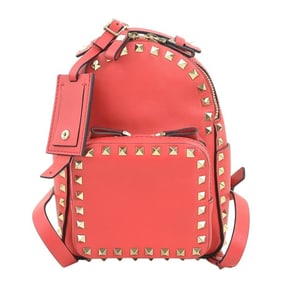 Valentino Garavani Rockstud Leather Backpack Red Women's 56069a