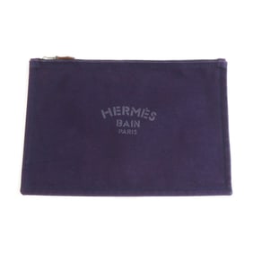 Hermes HERMES Pouch BAIN Cotton Purple Silver Men's Women's e60323g