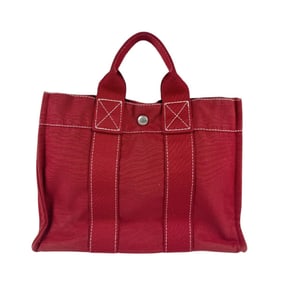 Hermes HERMES Handbag Deauville PM Canvas Red Men's Women's z5180