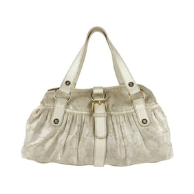 CELINE Handbag Canvas Leather Beige x Ivory Women's z5111